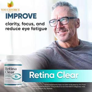 Retina Clear Adult Eye Health Dietary <strong>Supplement</strong> with Antioxidant &amp; Immune Support <strong>Natural</strong> &amp; Low-Sugar 60 Capsules - Product Image 3