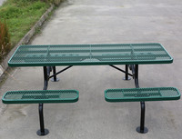 Mobilier extérieur commercial en acier table de pique-nique école extérieur restaurant jardin extérieur patio table à manger en métal avec banc
