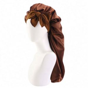 Bonnet de nuit et de protection capillaire long en satin avec logo personnalisé et queue ajustable pour femme adulte, idéal pour une utilisation quotidienne en extérieur, toutes saisons - Product Image 4