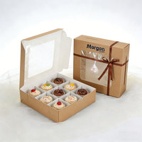 Boîtes à gâteaux transparentes personnalisées en gros avec séparateur, couvercle transparent, emballage pour cupcakes aux fraises, boîte à biscuits avec ruban