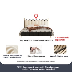 <span class=keywords><strong>Letto</strong></span> <span class=keywords><strong>matrimoniale</strong></span> color crema di lusso stile francese stile retrò moderno Wave Ripple Design High-End suggestivo <span class=keywords><strong>letto</strong></span> in pelle imbottito in legno - Product Image 4