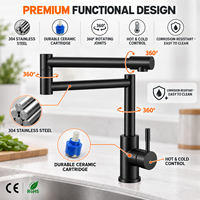 Robinet de remplissage de pot en acier inoxydable pour cuisinière, à fixation sur plan de travail, bras pliable, rotation à 360°, levier unique, robinet d'eau pour plaque de cuisson de cuisine