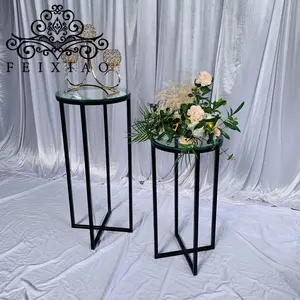 Cheap price glass top cake pedestal stands for flowers wedding