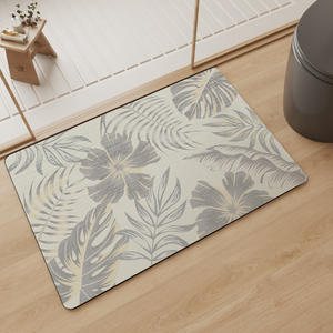 Tapis de bain rectangulaire à fleurs tropicales, antidérapant, doux, pour salle de bain, chambre à coucher, salon, balcon, design imprimé en mousse - Product Image 4