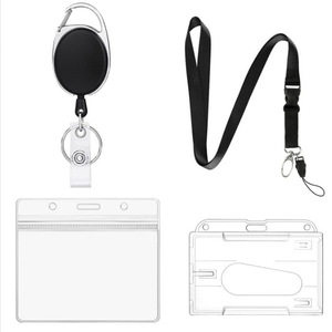 En stock : Ensemble porte-carte transparent en PVC avec cordon rétractable ovale en alliage de zinc à boucle facile à tirer - Product Image 1