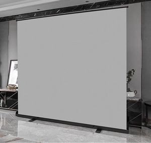 60 Inch Portable <strong>Projector</strong> <strong>Screen</strong> 16:9 Manual Floor Pull Up Scissor Backed Portable Home Office Classroom Front Projection - Product Image 1