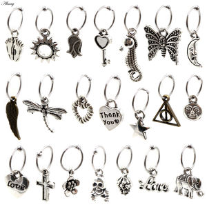 Alisouy 1pc Steel Heart Star Dangle Captive Bead Ring Ear Hoop Nose Ring Tragus Cartilalge Earring Piercing Ring Body Jewelry - Product Image 1