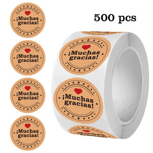 <span class=keywords><strong>Rouleau</strong></span> d'autocollants de remerciement ronds petits couleur kraft rustique 500 pièces 2,5 cm Écriture cursive élégante pour emballage de petites entreprises - Product Image 3