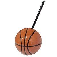 Gobelet réutilisable en PP en forme de ballon de football avec couvercle et paille, qualité alimentaire, résistant à la chaleur, compatible eau bouillante, étanche, personnalisable, pour fête, pour enfant