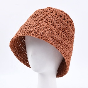 Japan Style Foldable Summer Hand Woven Paper Straw Bucket  display picture 3