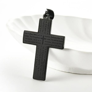 Colgante de Cruz Cristiana Vintage de Acero Inoxidable para Hombre y Mujer, en Plata, Oro y Negro, con Citas Bíblicas, Amuleto Católico de la Suerte, Regalos de Joyería - Product Image 3