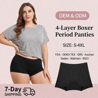 Culotte menstruelle taille haute en coton, 4 couches, anti-fuite, flux abondant, lavable et réutilisable pour femme