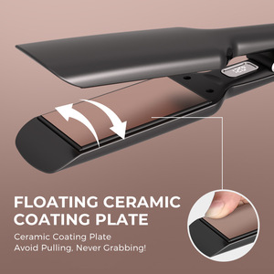 Lisseur et boucleur électrique 2 en 1 avec écran LCD, contrôle de la température, plaque large pour cheveux secs 100x52mm - Product Image 4