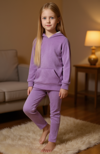 Tuta in Pile per Ragazze con Cappuccio, Maniche Lunghe, Tinta Unita, Abbigliamento Casual Invernale con Tasche Laterali, Vestibilità Regolare, 100% Poliestere - Product Image 2