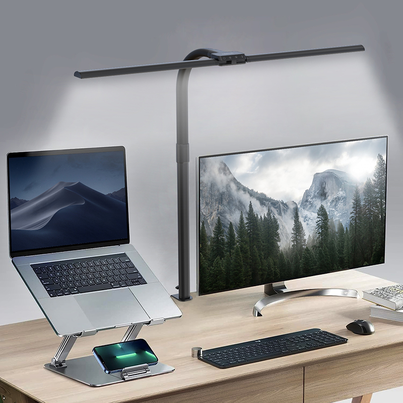 24W Home Office Architect Desk Lamp Stepless Dimmer Temperature Control Clip On Desk Lamp With Usb Charging Hole