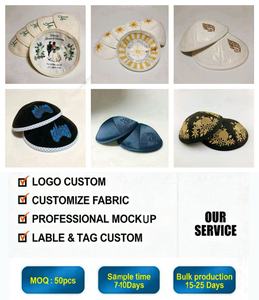 Kippa juive personnalisée pour garçons, brodée, pour la première cérémonie de coupe de cheveux, chapeau religieux traditionnel, souvenir d'Upsherin, vente en gros - Product Image 5