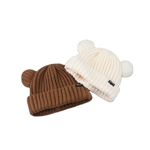 Cute Bear Ears Knit Beanie Hat for Lady <b>Girl</b> Autumn Winter Soft Thick Warm Ear Protection Skullcap Outdoor Ski <b>Skate</b> Bonnet - Product Image 4