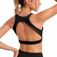 Soutien-gorge de sport pour femme, col en V, extensible, respirant, dos ajouré, pour le yoga et la gym