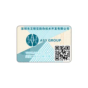 Anti-Counterfeiting QR Code Security Sticker Anti-Counterfeit UV Fiber Paper Label for Medicine Cosmetics Product