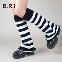 Ensembles de bas polyvalents noir et blanc style subculture, chaussettes amples rayées style preppy pour l'automne-hiver, tenue sexy pour fille, jambes évasées