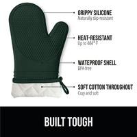 Gants de four à micro-ondes personnalisés en silicone noir, résistants à la chaleur, double face, antidérapants avec doublure douce