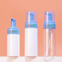 Botol Pompa Busa Silinder PET Siap Kirim 100ml 150ml Putih dan Biru Matte untuk Kemasan Perawatan Kulit Pembersih Wajah Mousse