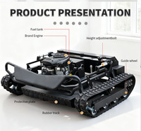Tondeuse à gazon industrielle automatique télécommandée sans fil à essence à braquage zéro pour l'agriculture, avec chenilles tout-terrain en caoutchouc