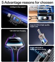 Câble de données Yesido 1,2 m USB vers IP 12W Super Fast Charging en alliage de zinc, compatible avec la charge de tablette, affichage LED de la puissance CA128L