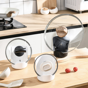 Multi Functional <b>Kitchen</b> <b>Storage</b> Rack Pot Lid Holder Ladle Rack Cutting Board Stand Chopstick Holder Plastic Black White - Product Image 2