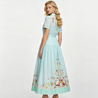 Robe trapèze personnalisée grande taille en coton et lin, imprimée, à col chemise, manches courtes et taille cintrée pour femme