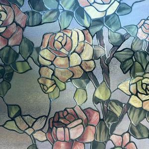 <span class=keywords><strong>Film</strong></span> décoratif pour fenêtre en verre teinté 3D fantaisie pour salle de bain, porte d'entrée, maison - Adhésif statique Rose de la bête 17,3x47,2 - Product Image 2
