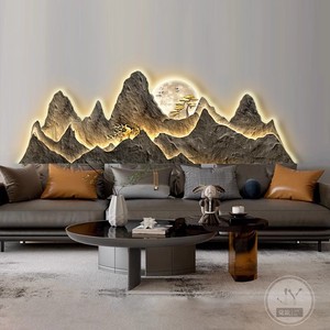 Peinture décorative murale pour salon, style moderne, luxe léger, peinture murale suspendue, murales lumineuses LED - Product Image 3