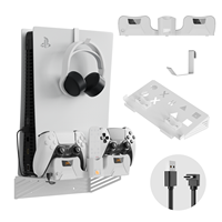 Soporte de Pared Metálico Multifuncional y Estable con Estación de Carga e Indicador LED de Carga para Consola Playstation 5 (Edición con Disco y Digital)