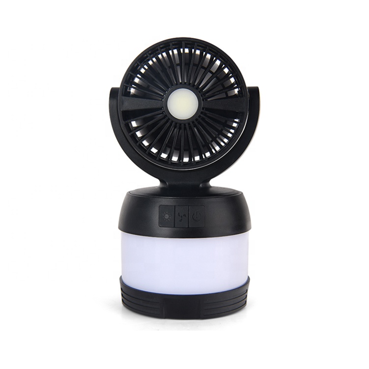 Outdoor Portable Battery Powered USB rechargeable fan Lantern with power bank