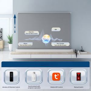 Écran de projection électrique motorisé invisible pour sol - Matériau PVC, surface micro-perforée acoustiquement transparente, 72"-150" - Product Image 2