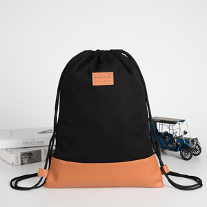 手作り100%コットンキャンバス10オンスエコフレンドリー巾着バックパック文字柄多用途ハンドル付きショッピングバッグギフト用 - Product Image 4