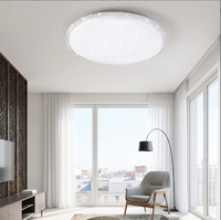 Plafonnier LED rond à bordure diamantée, tricolore, à intensité variable, sans scintillement, lampe de plafond scellée pour chambre à coucher, salon, décoration intérieure