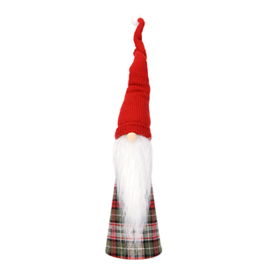 Figura Decorativa de Gnomo Escandinavo con Gorro de Punto Escarlata y Diseño Tartán para Esquina de Escritorio de Oficina, MOQ Bajo - Product Image 1