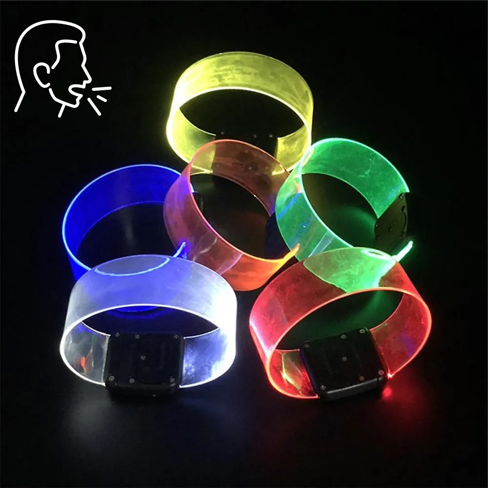 Ánh sáng lên Vòng đeo tay phát sáng trong bóng tối Nguồn cung cấp bên cho LED Magnetic âm thanh kích hoạt Vòng đeo tay