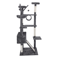 Griffoir pour chat en bois, grand, double, avec balles et condo, en sisal et tissu, écologique et robuste