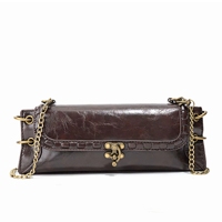 2026 Luxus-Marken-Designer Lange Clutch-Tasche für Damen Vintage-Verschluss PU-Leder Schultertasche mit Kette