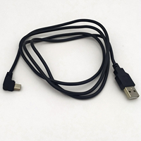 Kabel Data Pengisi Daya Mini USB 5Pin Bulat Warna Hitam untuk Ponsel, GPS, Kamera, DVR