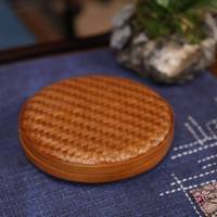 Service à thé Kung Fu en bambou tressé à la main avec sous-verres en rotin et boîte de rangement à un étage pour gâteaux de thé, idéal pour la cérémonie du thé chinois