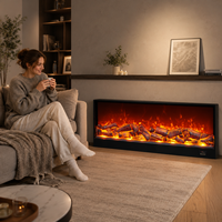 Chimenea Eléctrica con Pantalla LCD, Diseño de Pared, Protección de Seguridad Contra Sobrecalentamiento, Control Remoto en Inglés, para Uso Doméstico y Hotelero
