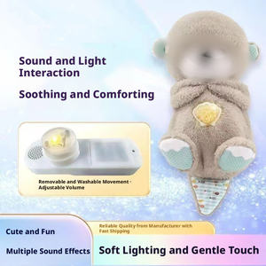 Peluche Otter Bear Respirante <span class=keywords><strong>et</strong></span> Lumineuse avec Rembourrage en Coton PP, <span class=keywords><strong>Doudou</strong></span> pour le Sommeil de Bébé, Cadeau Mignon pour Filles - Product Image 4