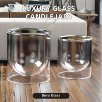 Support de bougie en verre à double paroi de luxe personnalisé en gros avec couvercle en liège, capacité 8oz 10oz, fait main, sérigraphié, pour la maison