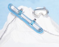 Pendentif Collier Lunettes de Snowboard Bleues Plaqué Or 18K S925 Résistant au Ternissement Longue Durée Bijoux Sportifs Cadeau Tendance