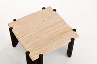 Table basse élégante en pierre calcaire de grotte, style nordique moderne, luxe pour salon