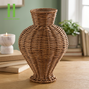 Must-have Handicraft Unique Large Rattan Floor Vases Handcrafted of Rattan Decorative Vases for Entryway Living Room OEM - Product Image 1