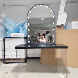 Table de maquillage professionnelle avec miroir éclairé pour maquilleurs, salons de beauté, studios, en métal avec tiroir - Product Image 4